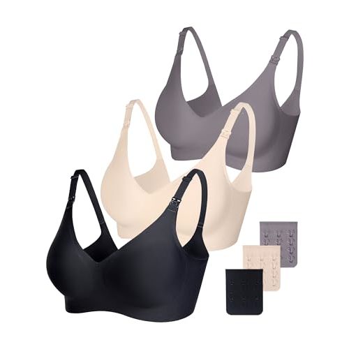 Vinfact Smooth Nursing Bras for Breastfeeding Seamless Maternity Bras for Pregnancy Wireless Bralette with Extra Bra Extender