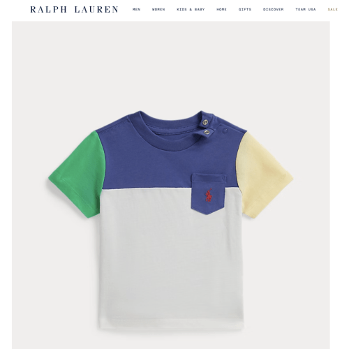 Ralph Lauren Baby Boy - Color-Blocked Cotton Jersey Tee - Size 12M