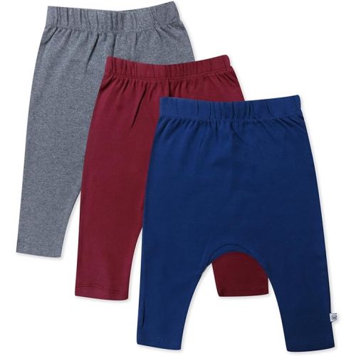 HonestBaby Unisex-Baby Multipack Harem Pants Roomy Fit Pull on Bottoms 100% Organic Cotton for Baby Boys, Girls