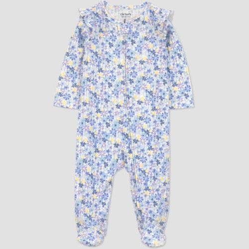 Carter's Just One You® Baby Girls' Floral Ruffle Sleep N' Play - Blue 3M