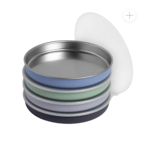 7.8" Stainless Steel Non-Divided Plates with Normal Sleeve (Sage/MistyBlue/Navy/Gray)