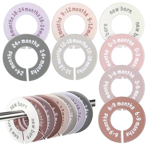 Hecila Baby Closet Dividers Baby Closet Dividers for Cloth 8PCS Unisex Round Double-Sided Clothes Size Divider Child Clothes Organizers Labels Wardrobe Organizer Hanger Divider from Newborn to Toddler