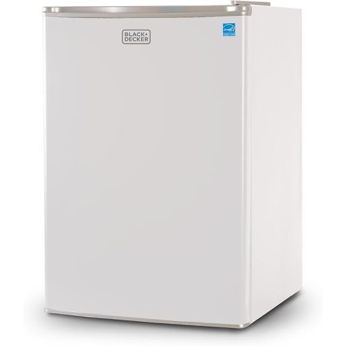 BLACK+DECKER 2.5 Cu. Ft. Compact Refrigerator, ENERGY STAR Certified, Single Door Mini Fridge with Chiller Compartment, Personal Fridge for Home or Dorm Room, R600a Refrigerant, BCRK25W, White