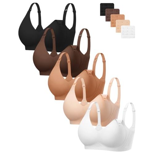 Angelhood Jelly Nursing Bras for Breastfeeding Seamless Maternity Bra | W-Shaped Jelly Support, Full Coverage, Adjustable Straps, Extra Bra Extenders, Ultra Comfort Pregnancy & Sleep Bralette