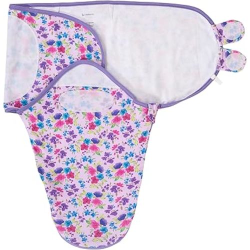 LollyBanks Swaddle Sack 0-3 Months, 100% Soft and Breathable Organic Cotton Sleep Sack for Girls, Lightweight Infant Swaddle with Easy Change Zipper, Newborn Essentials Must Haves (Wild Flower Print)