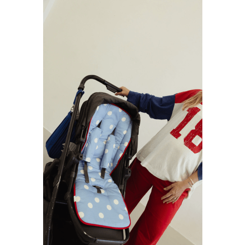Pram liner - blue polka dot
