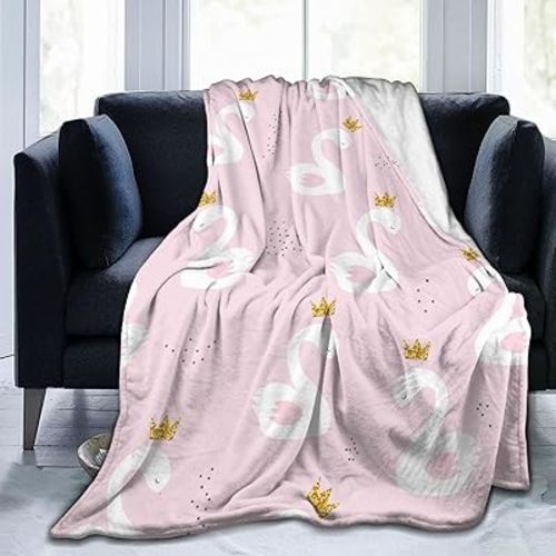 Cute Childish Swan Princess Baby Blankets Soft Warm Fuzzy Plush Bed Throw Blanket for Newborn Infant Toddler Girls Boys Kids, 30"X40"