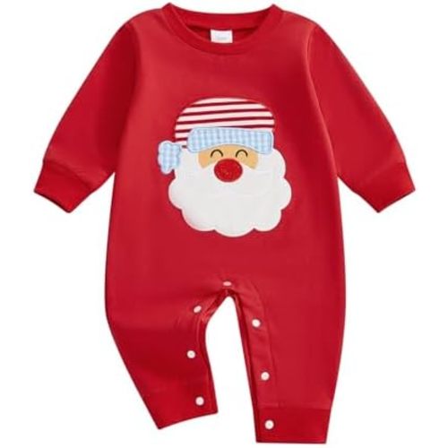 Infant Baby boy Christmas Outfit Santa Claus Long Sleeve Romper Newborn Boy One Piece Jumpsuit