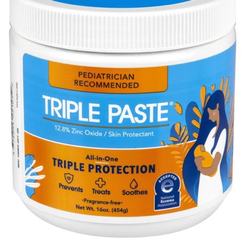 Triple Paste Diaper Rash Cream for Baby - 16 Oz Tub – Zinc Oxide Ointment Treats, Soothes and Prevents Diaper Rash - Pediatrician-Recommended Hypoallergenic Formula for Daily & Overnight Protection