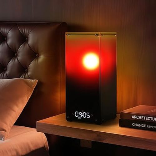 Sunset & Sunrise Table Lamp, Dimmable Ambient Desk Lamp with 6 White Noise Sounds, Touch & Remote Control with Timer for Bedroom, Living Room, Home Office, Bar, Restaurant