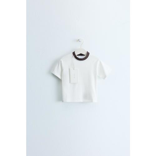 ZARA TIMELESS - CONTRAST NECK T-SHIRT - Ecru | ZARA United States