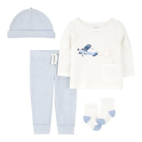 Baby Boys Carter's 4-pc. Airplane Print Top, Pant, Hat & Socks Set