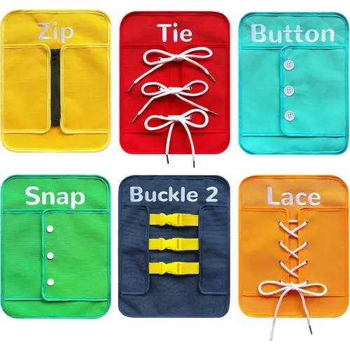 Craftstory Busy Board Montessori Toys for Toddler Boys Girls Birthday Gifts, 6 Sensory Basic Life Skills Dressing, Fine Motor Skills Toys for Educational Activities