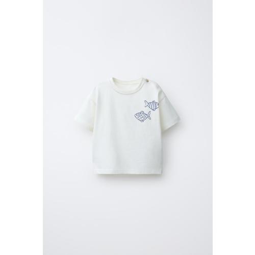 FISH PRINT T-SHIRT - White | ZARA United States