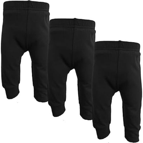 123 Bear Infant and Toddler Soft Cotton Spandex Boys and Girls Pants Multipacks (Black 3pk, 0-3 Months)