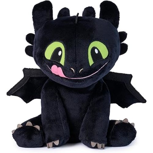 DreamWorks Dragons How to Train Your Dragon, Cuddly Toothless Plush Toy, Stuffed Animal, Movie Merch, Kids Toys, Ages 3 and Up, 10”