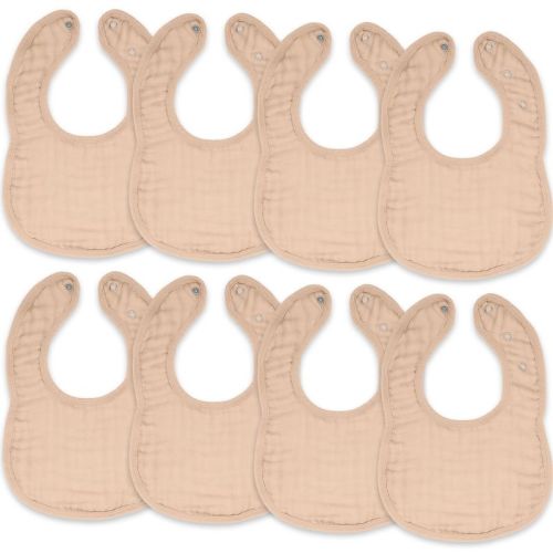 Comfy Cubs Muslin Cotton Baby Bibs, 8 Pack, Adjustable Size with Easy Snaps, Soft and Super Absorbent - Blush