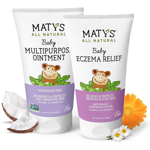 Matys Baby Eczema & Multipurpose Ointment 2pk Combo for Babies 3 months +, Soothe Eczema & Nourish Dry Skin, Steroid/Petroleum free, 3.75oz each Tube