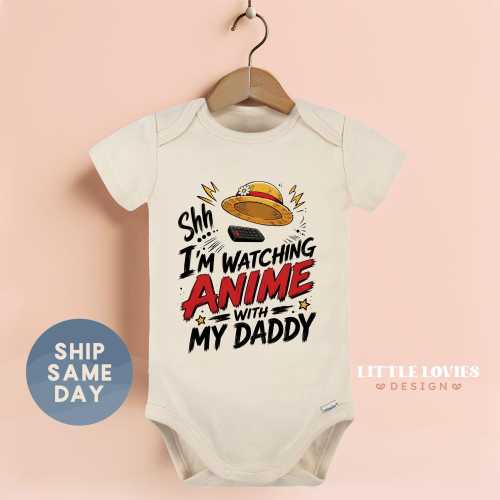 Anime Baby Onesies® Brand, Shh I'm Watching Anime with My Daddy Bodysuit for Anime Dad(CA-TRE219)