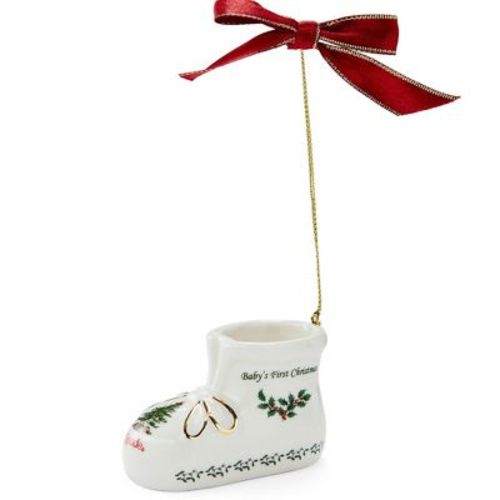 Spode Christmas Tree Baby's First Bootie Ornament