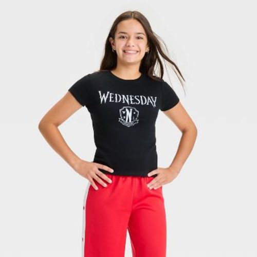Girls' Short Sleeve Graphic 'Wednesday' Baby T-Shirt - art class™ Black