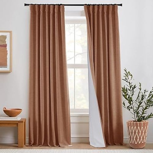 PANELSBURG Modern Farmhouse Western Curtains for Living Room Bedroom Winter Warm Curtains Boho Terracotta Rust Burnt Orange Blackout Curtains 96 Inches Long 7 FT