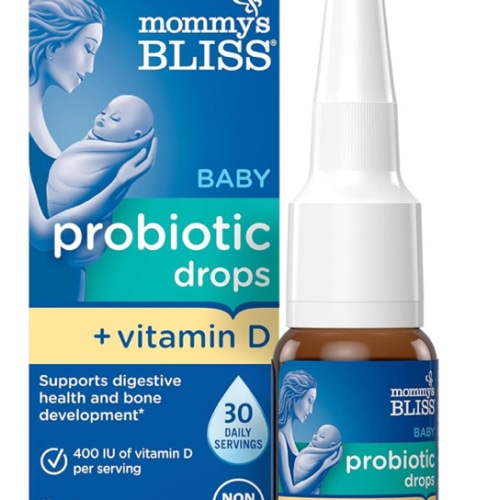 Mommy's Bliss Baby Probiotic Drops + Vitamin D, Supports Digestive Health and Immunity, 400IU Vitamin D for Healthy Bone Development, Newborns +, Flavorless, 0.34 Fl Oz (30 Servings)