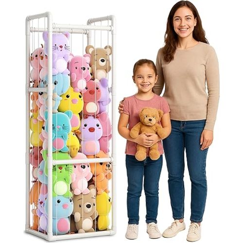 Stuffed Animal Zoo for Bedroom - Holds 150+ Plushies | 45lb Load Heavy Duty Toy Storage | 10-Min Tool-Free Setup - 95% Space Saved Organizer for Nursery Playroom - Say Goodbye to Floor Mess