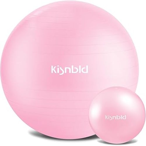 kisnbld Exercise Ball, Extra Thick Yoga Ball for Workout Pregnancy Stability, 4 Sizes Anti-Burst Balance Ball with Foot Pump - Heavy Duty Fitness Ball Chair for Office, Home & Gym