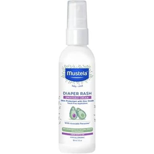 Mustela Baby Diaper Rash Cream Spray – Touch-Free protectant with Zinc Oxide & Natural Avocado - Treats, Soothes and Prevents Diaper Rash- Fragrance-Free - 3 fl. oz