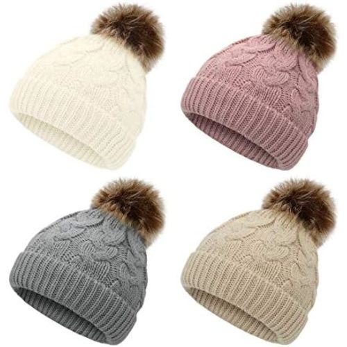 Durio Baby Girl Winter Hat Pom Poms Baby Beanies Infant Winter Hat Warm Newborn Hats for Girls Boys Knit Soft Baby Girl Hats