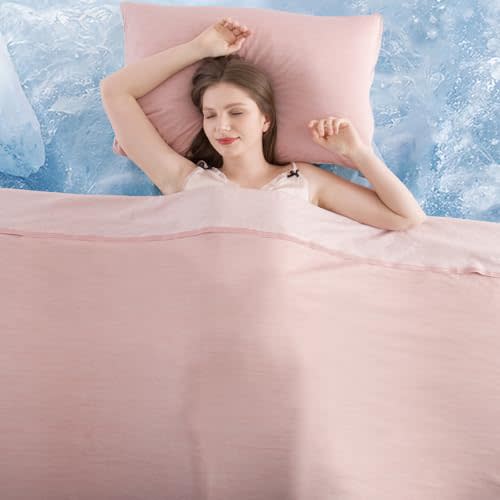 Elegear Revolutionary Cooling Blanket Twin, Absorbs Heat to Keep Body Cool for Night Sweats, Arc-Chill 3.0 Cool Fiber Q-Max>0.5 for Hot Sleepers, Lightweight Summer Cold Blankets for Sleeping, Pink