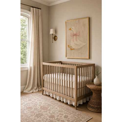 Vintage Duck Nursery Art: Canvas-Style Print with Pink Bow FG4890