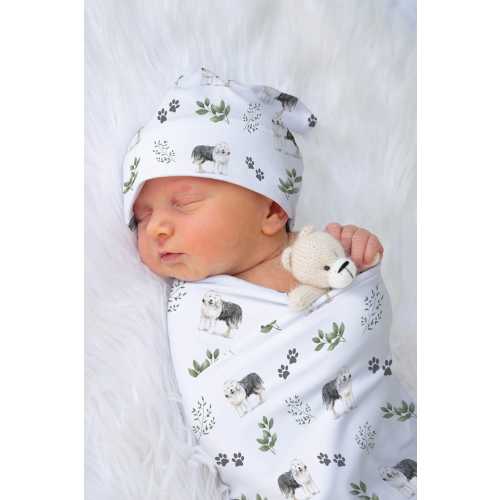 Old English Sheepdog Swaddle Blanket Set OES Crib Sheet Sheepdog Baby Blanket OES Baby Shower Gift For Baby Name Blanket Coming Home Outfit