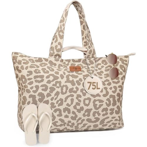 Extra Large Beach Bag for Women - Sandproof Over-Size Carry On Beach Essentials Tote with 5 Pockets Gifts for Women