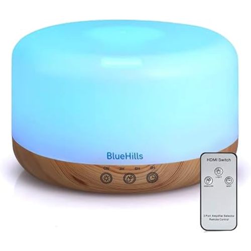 BlueHills 1000 ML Essential Oil Diffuser Premium Humidifier XL 1L Woodgrain