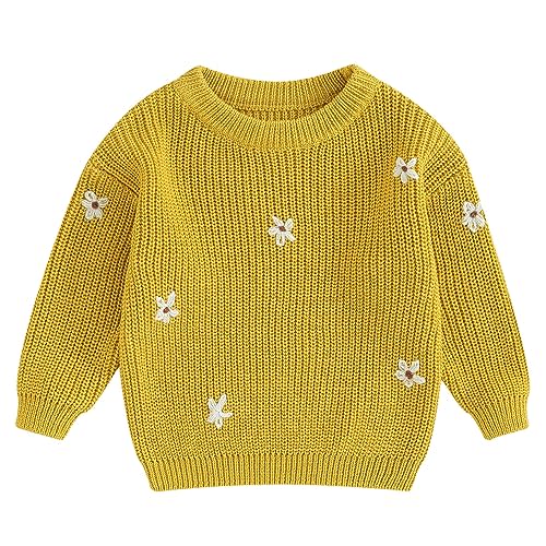 Mubineo Baby Girl Winter Clothes Cute Flower Sweater Crewneck Pullover Long Sleeve Knit Newborn Infant Sweaters