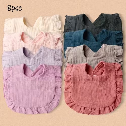 8pcs lace trim bibs snap closure soft machine washable solid - Temu
