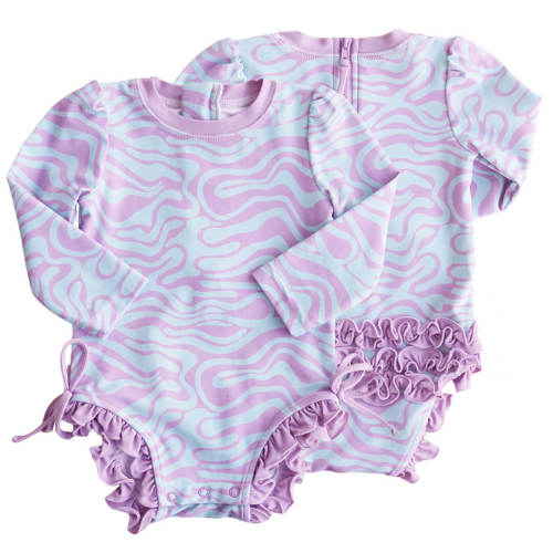 Long Sleeve Rash Guard With Ruffle Bottom | All Prints