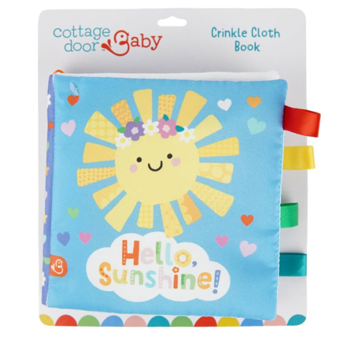 Hello, Sunshine! Crinkle Cloth Baby Book with Ribbon Tags
