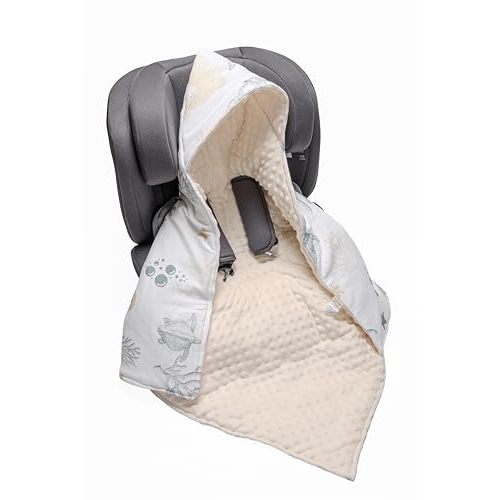 Cotton Pacifier Clip - Baby Car Seat Blanket & Swaddle, Minky Dot (BEIGE)
