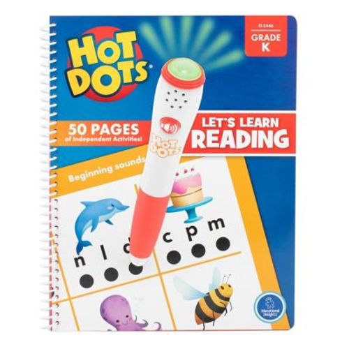 Educational Insights Hot Dots Let's Learn Kindergarten Reading Workbook with Interactive Hot Dots Audio Pen, Ages 5-6
