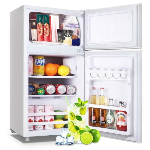 Tacool Mini Fridge with Freezer, 2.4 Cu.Ft, Compact Refrigerator for Dorms and Apartments, White