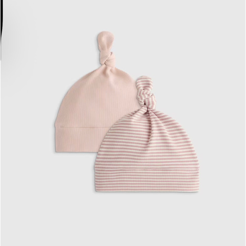 The Softest Rib Hat (2-Pack) in Peach Blush/Lilac Stripe