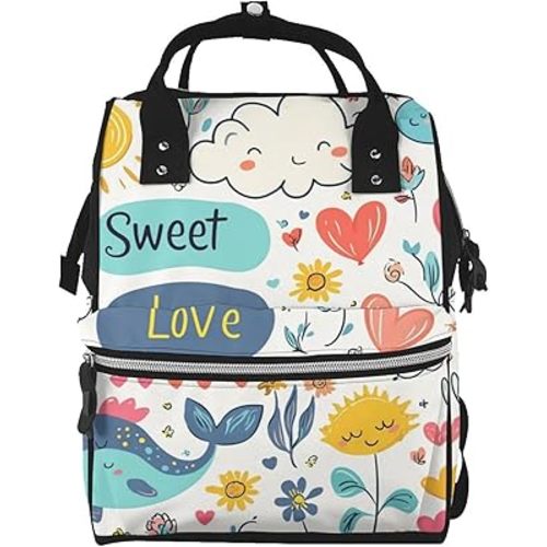 Diaper Bag Backpack for Moms and Dads – Waterproof Baby Changing Backpack with Changing Pad, Insulated Bottle Holders & Large Capacity – Multi-Function Travel Baby Bag Marine life