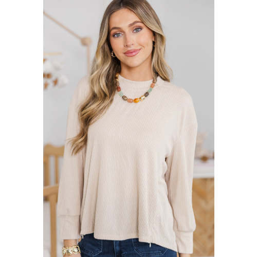 NURSING COLLECTION: Slow Sunday Taupe Ribbed Top