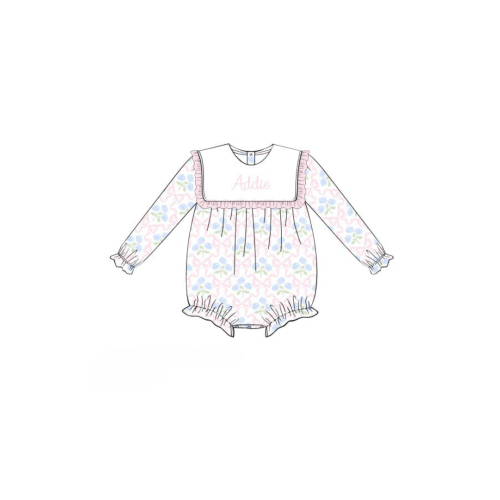 Pre-Order Custom Embroidered Floral Bow Bubble
