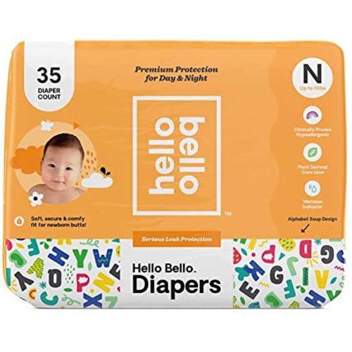 Hello Bello Diapers, Newborn, 35 Count, Alphabet Soup Design