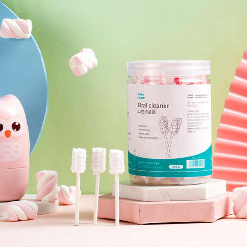 Baby oral care kit, 30-pack biodegradable paper handle gauze swabs for tongue cleaning, safe & gentle teeth cleaning tool for infants 3+ months, 72mm x 11mm