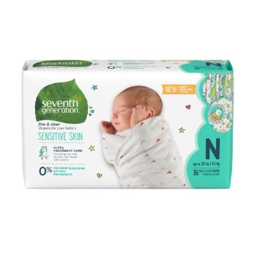 Seventh Generation Free & Clear Diapers Newborn - 36ct